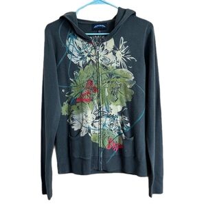 TTE Floral Graphic Zip-Up Hoodie Size M
